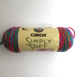 Caron Simply Soft 100% Acrylic Worsted Yarn Embroidery Print 9811 Ombre Rainbow